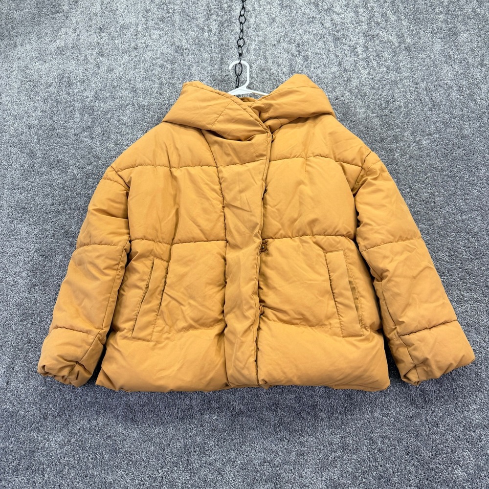 H&M Puffer Jacket Womens 12 Beige Brown Padded Hooded